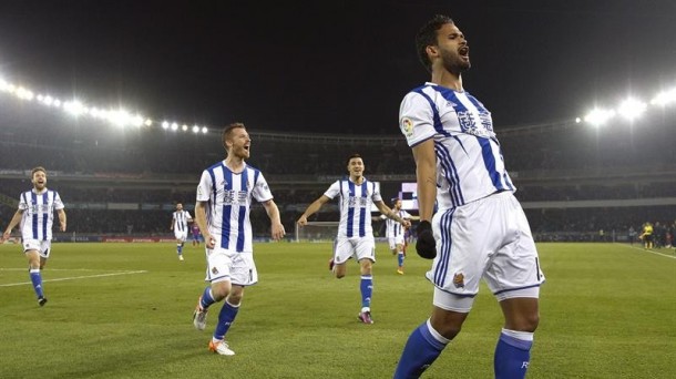 Willian José celebra su gol en Anoeta / EFE.