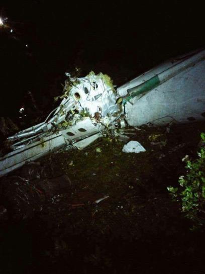 El avión, tras sufrir el siniestro. Foto: Aviación Comercial Colombia