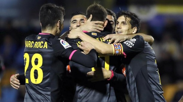 El Espanyol celebra el gol marcado. EFE