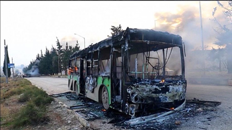 Quema de autobuses de evacuación en Siria
