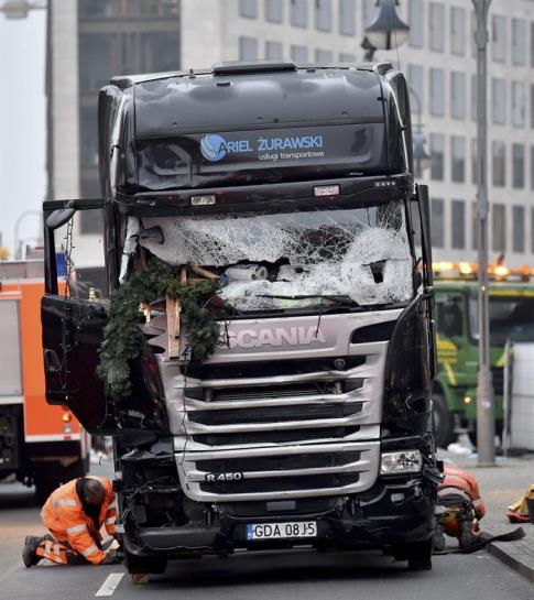 El camión utilizado en el ataque de Berlín. Foto: EFE