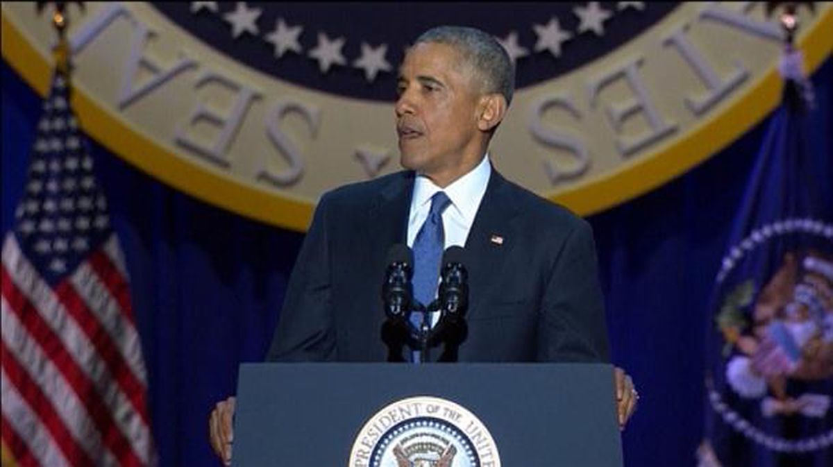 Obama se ha emocionado en varias ocasiones durante su discurso. Foto: EFE