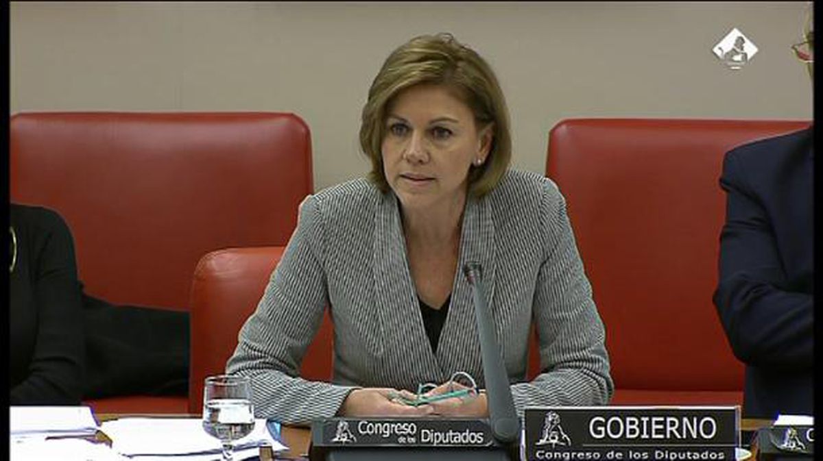María Dolores de Cospedal, la ministra de Defensa, durante su intervención. Foto: EFE