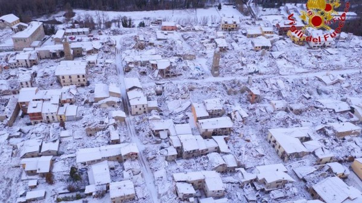 Imagen aérea de archivo de Amatrice. Foto: Direzione Centrale Vigili del Fuoco