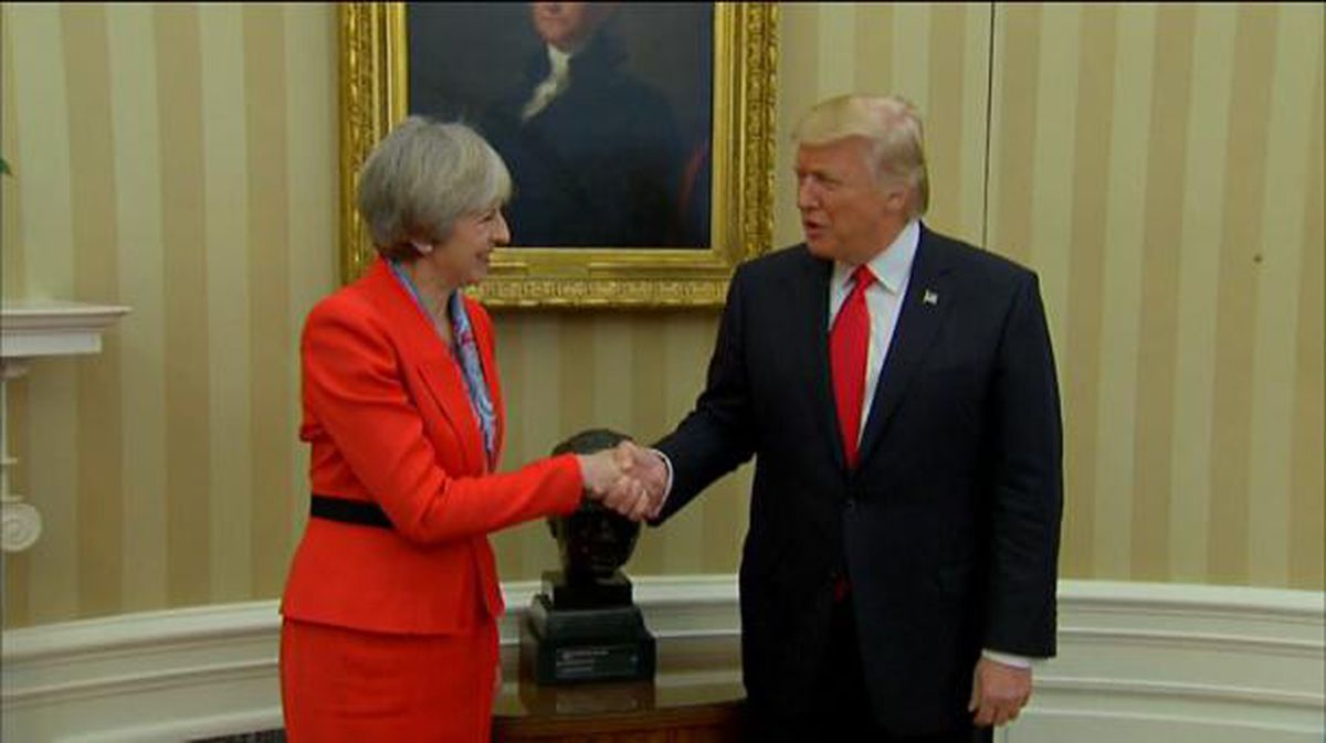 May y Trump, en la visita de la inglesa hace algunas semanas. Foto: EiTB