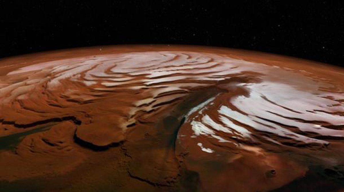 El casquete polar de Marte, en una imagen de la Agencia Espacial Europea. Foto: EFE