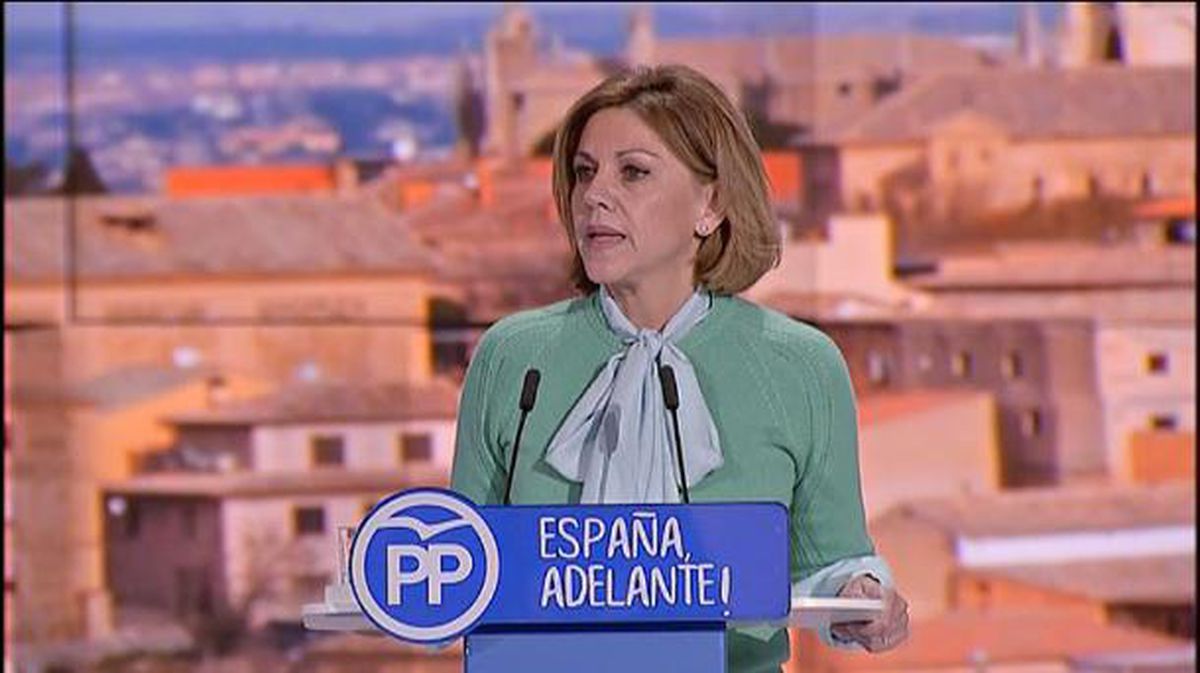María Dolores de Cospedal durante su intervención en el congreso del PP. Foto: EFE