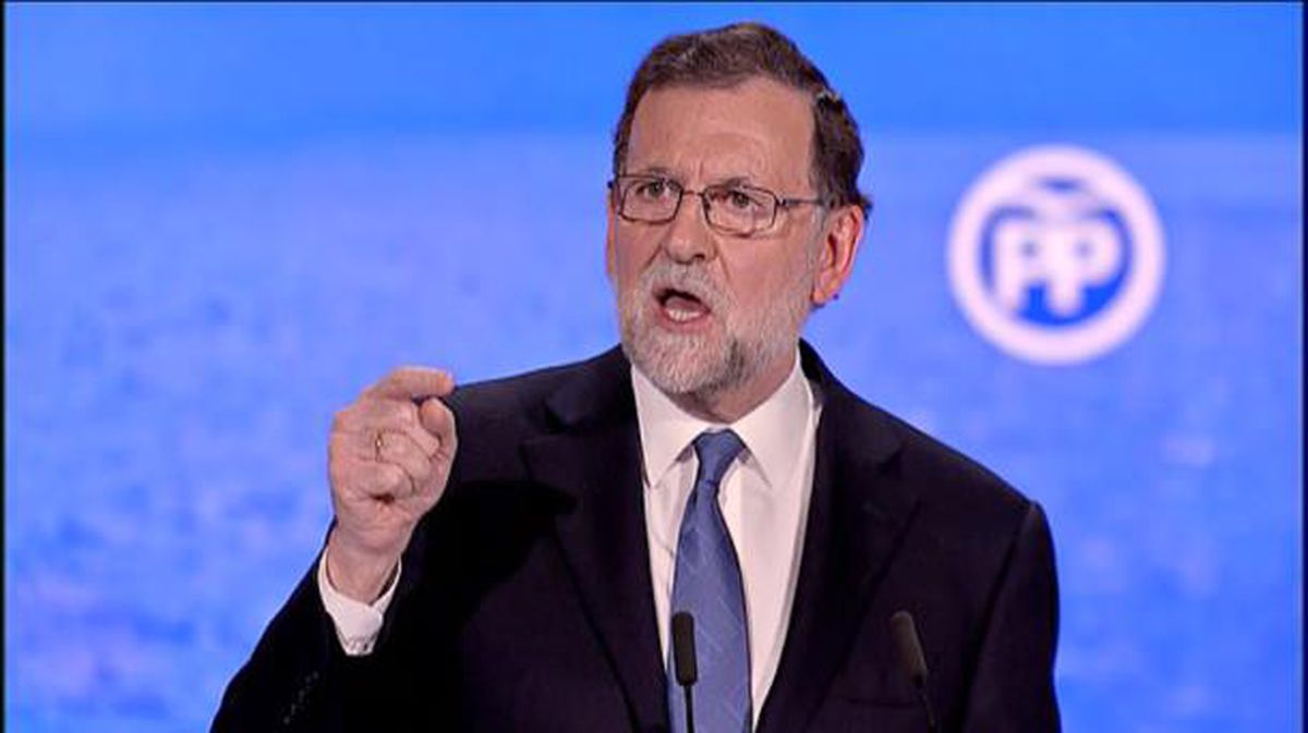 Mariano Rajoy PPren biltzarrean egin duen mintzaldian. Argazkia: EFE