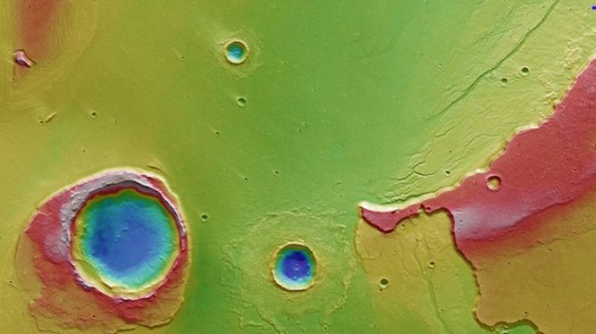 Una de las fotos que muestran restos de una mega-inundación en Marte. Foto: ESA