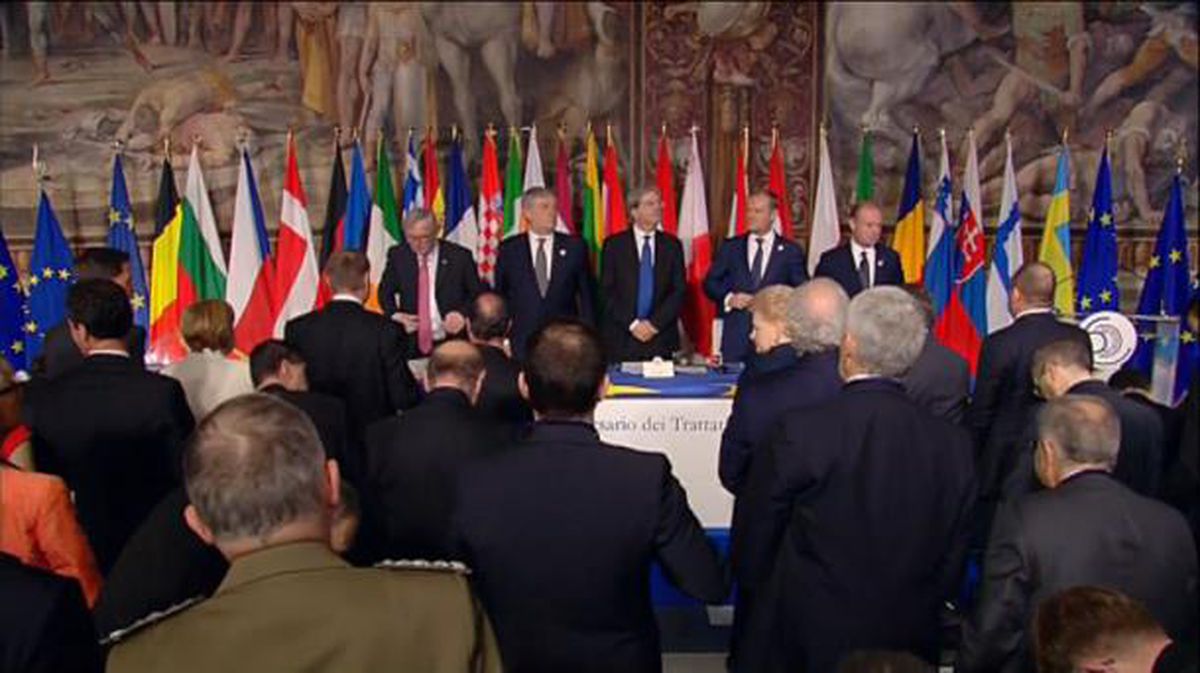Lïderes de la UE, en la cumbre de Roma. EFE