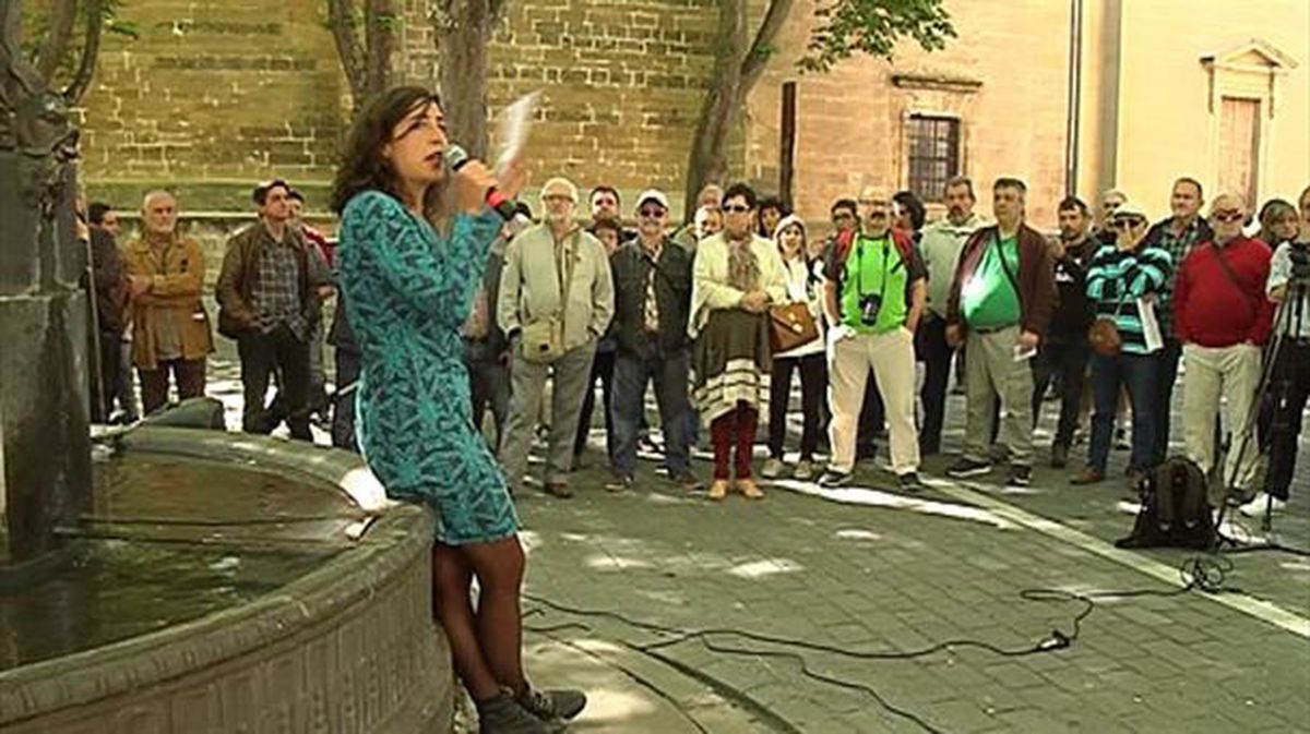 Laura Pere, Podemos Nafarroak gaur Iruñean egin duen biltzarrean. Argazkia: EiTB