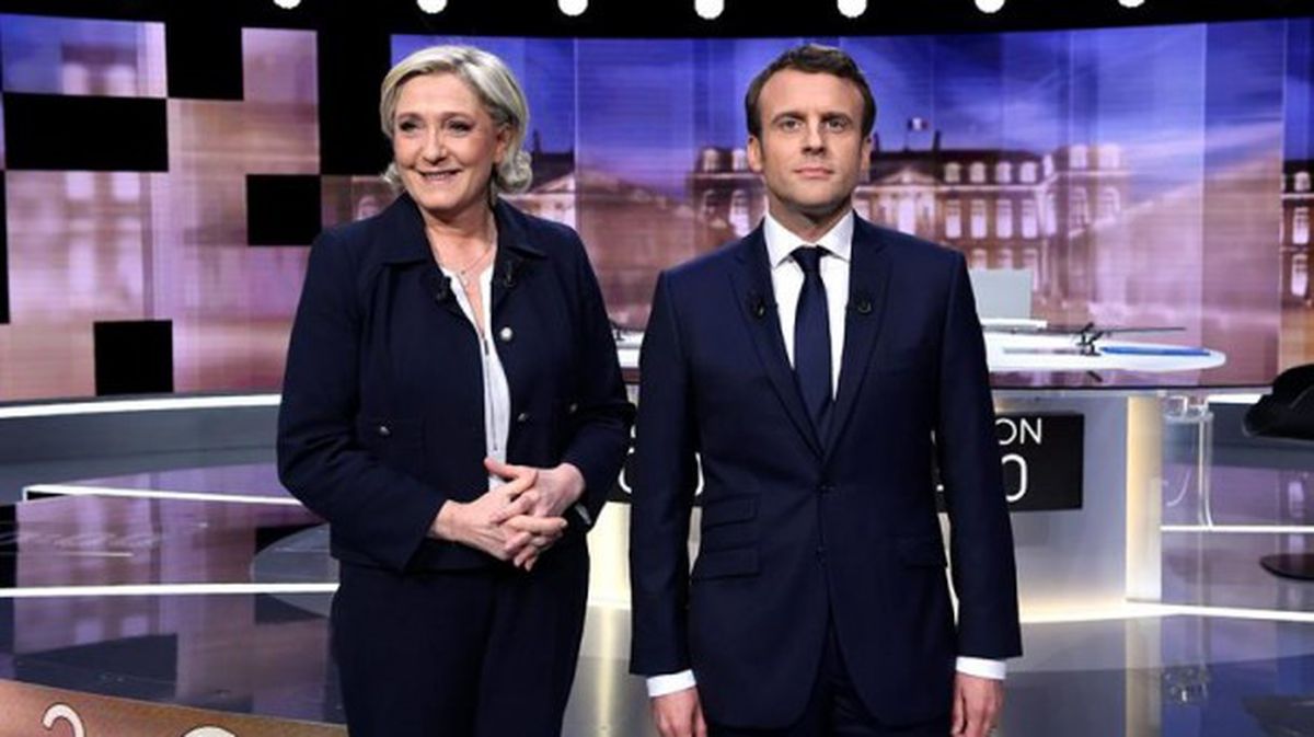 Le Pen y Macron, antes del debate. Foto: Efe