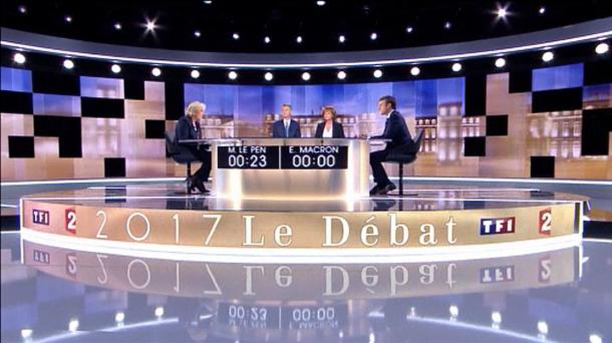 Le Pen y Macron, antes del debate. Foto: Efe