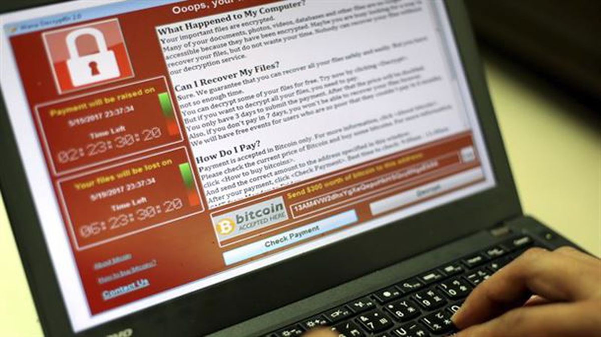 Un ordenador infectado por el virus WannaCry. Foto: EFE