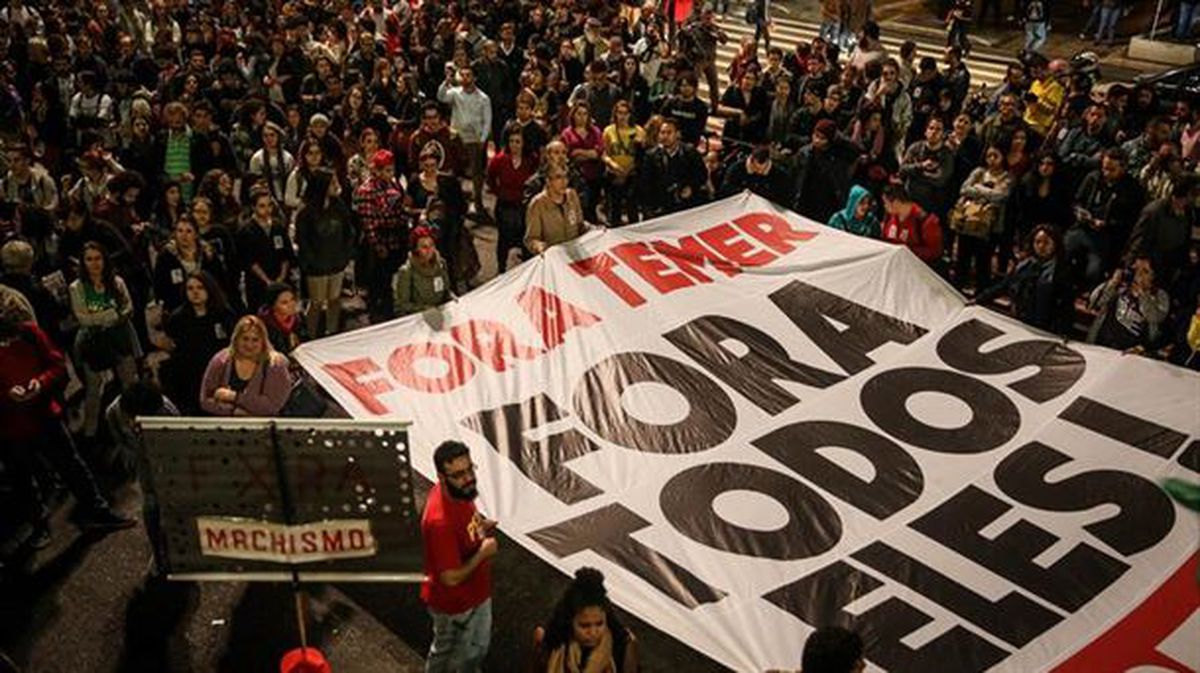 Manifestaciones contra Temer tras saltar el escándalo. Foto: EFE