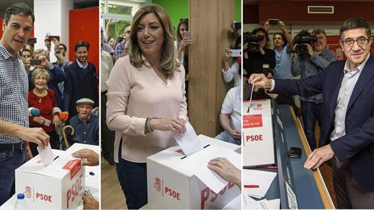 Los tres candidatos a la secretaría general del PSOE. EFE