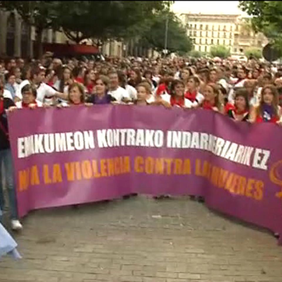 Manifestación contra las agresiones sexuales ayer en Pamplona/Iruña. Foto: EiTB