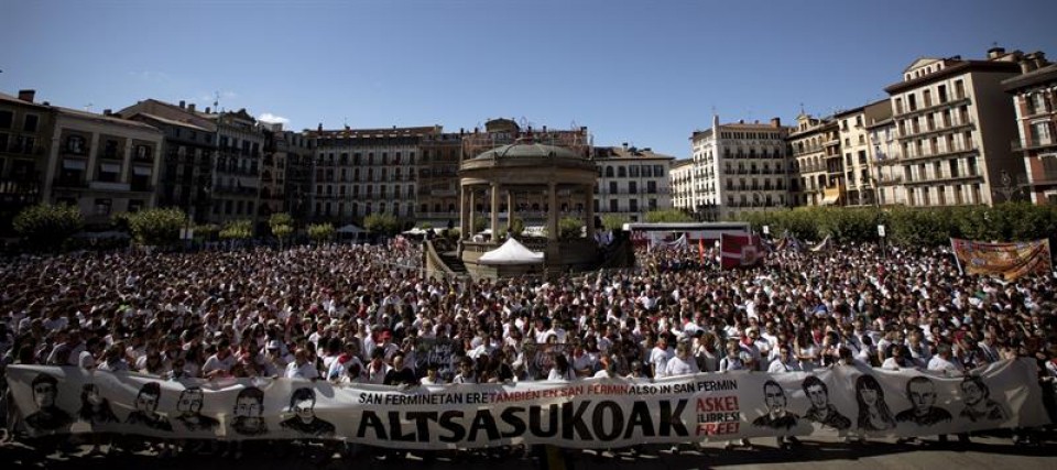 Movilización a favor de los detenidos en Alsasua. Foto: Efe