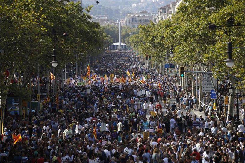 Manifestación contra los atentados en Cataluña bajo el eslogan "No tinc por" (No tengo miedo). EFE