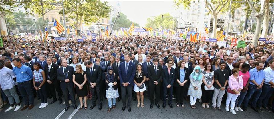Agintari politikoak, Bartzelonako manifestazioan. Argazkia: EFE
