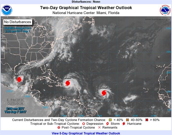 Katia y José se convierten en huracán; ya son tres en el Atlántico 