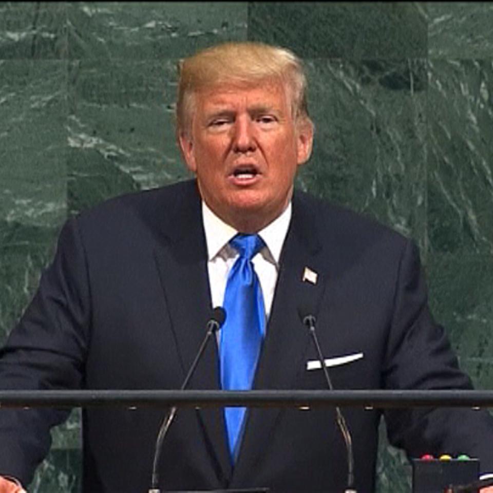 El presidente de EE. UU., Donald Trump, en su debut ante la Asamblea General de la ONU. Foto: EFE