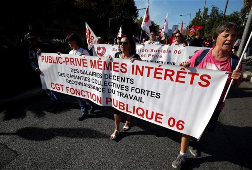 Una manifestación contra la reforma laboral en Niza. Foto: EFE