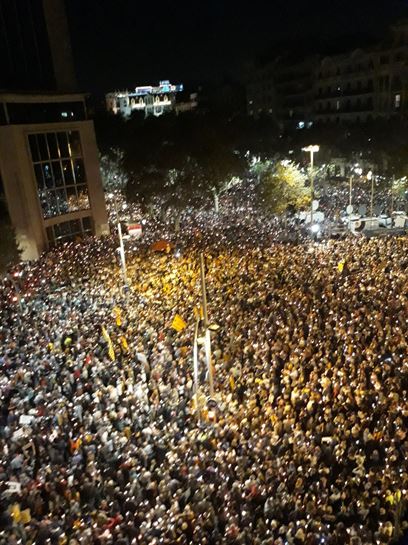 Movilización multitudinaria en el centro de Barcelona. Foto: Olatz Simon