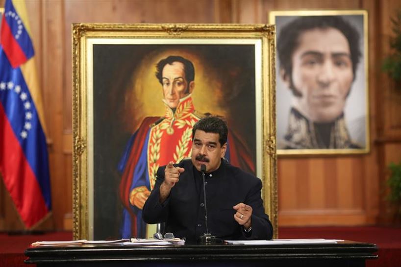 Nicolas Maduro Venezuelako presidentea Miraflores Jauregian.