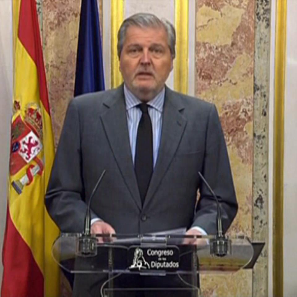 El ministro español Méndez de Vigo, en su comparecencia. Foto: EiTB. 
