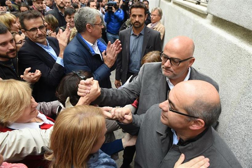 Lluís Guinó y Lluis Corominas, a su llegada al Supremo. Foto: EFE