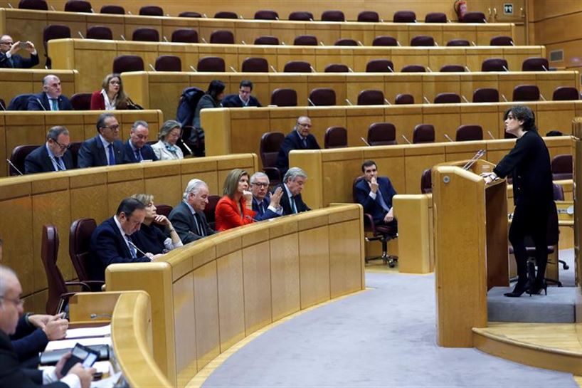 Soraya Sáenz de Santamaría ha informado en el Senado de la gestión del 155. Foto: EFE