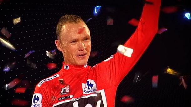 Chris Froome, en el podium de la Vuelta a España.