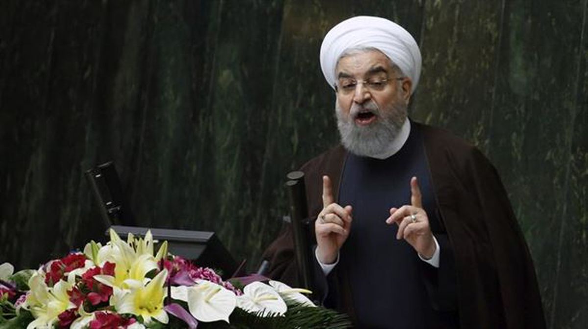 El presidente de Irán, Hassan Rohaní, durante un discurso en el Parlamento en Teherán (Irán).