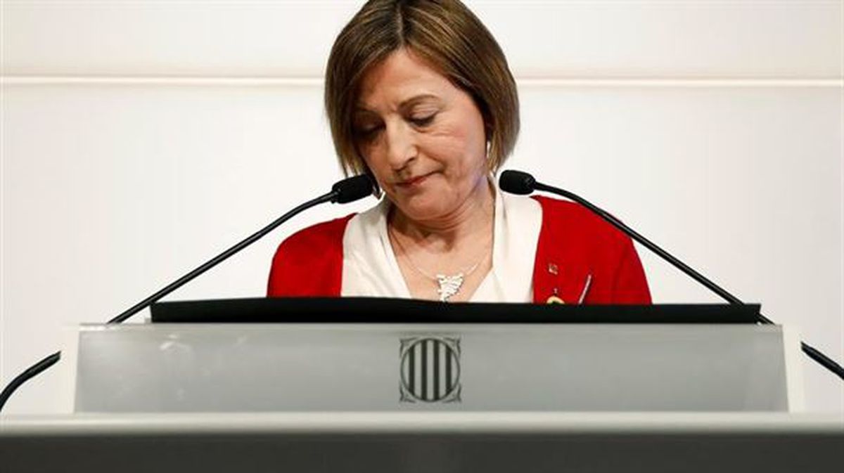 Carme Forcadell, Kataluniako Parlamentuan. Argazkia: EFE. 