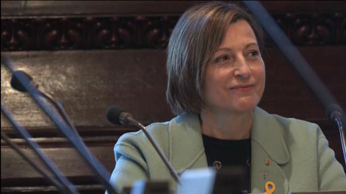 Carme Forcadell durante la última reunión del Parlament. Captura sacada de un vídeo de ETB. 