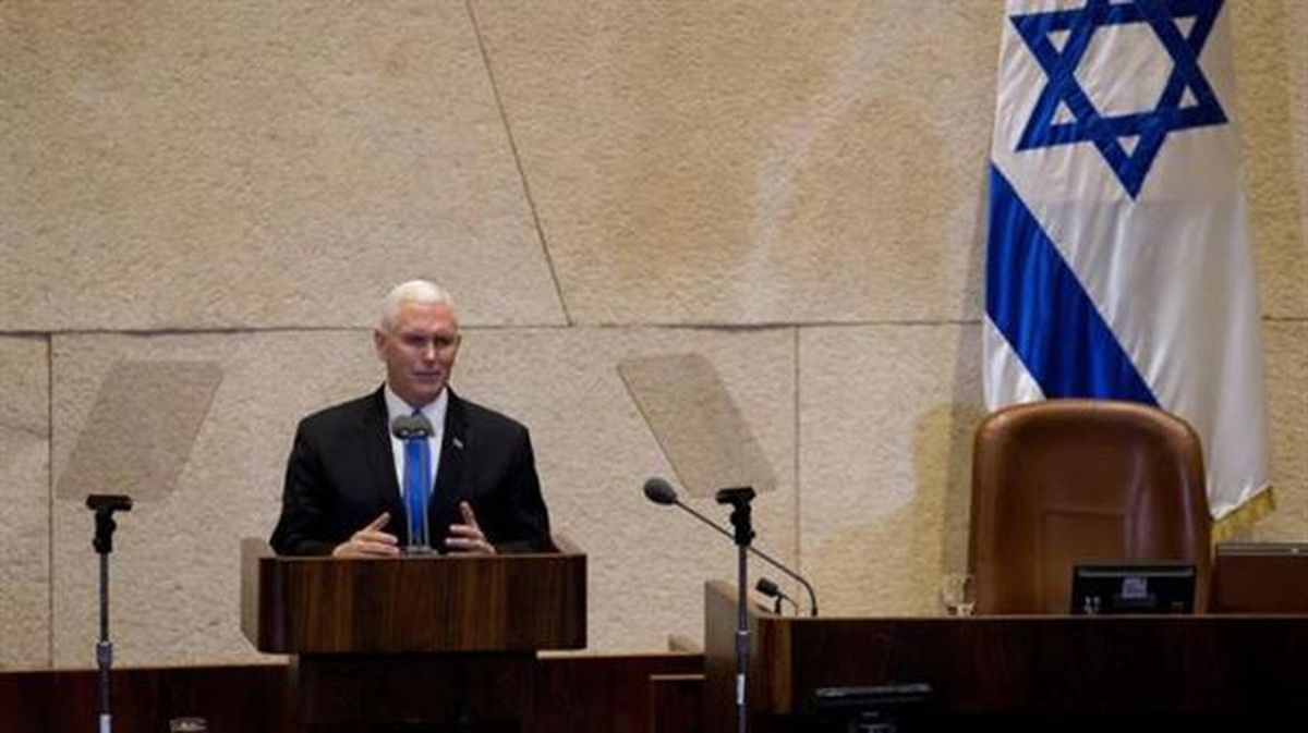 El vicepresidente de EE. UU., Mike Pence, en el Parlamento israelí (Knéset). Foto: EFE