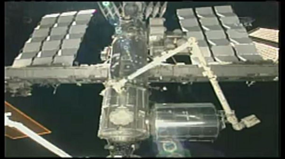 El laboratorio Columbus llegó hace 10 años a la ISS. Foto: captura de un vídeo de EiTB. 