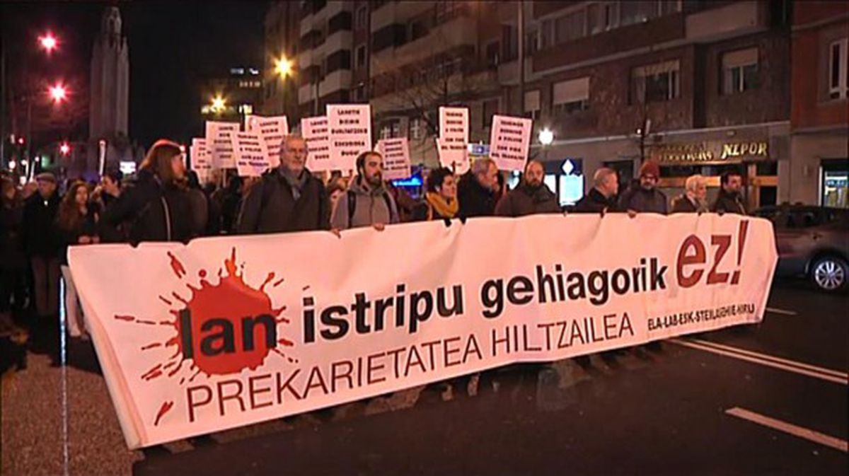Manifestación para denunciar la siniestrabilidad laboral en Bilbao