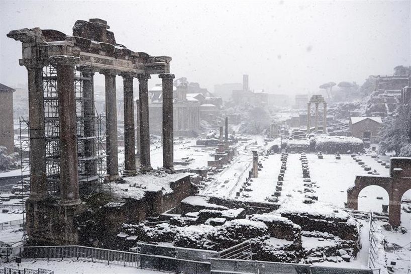 Nieve en Roma. Foto: EFE