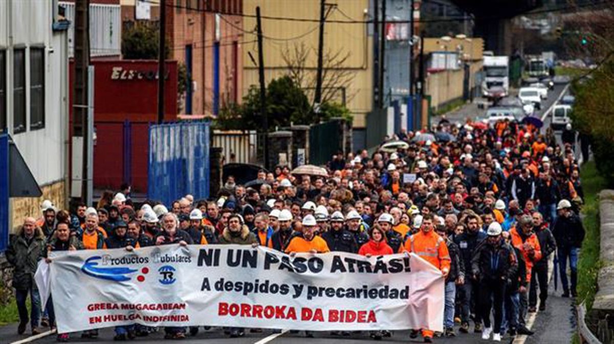 Protesta de los trabajadores de Productos Tubulares. Foto de archivo: EFE