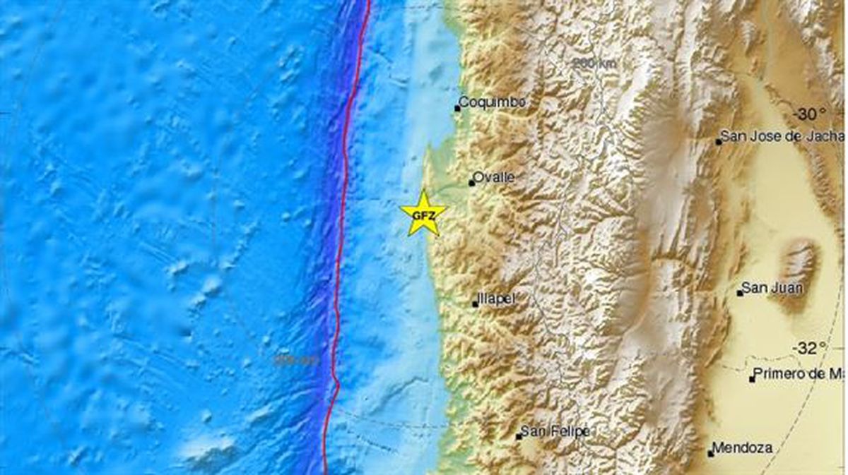 Localización del terremoto de Chile. Foto: EMSC