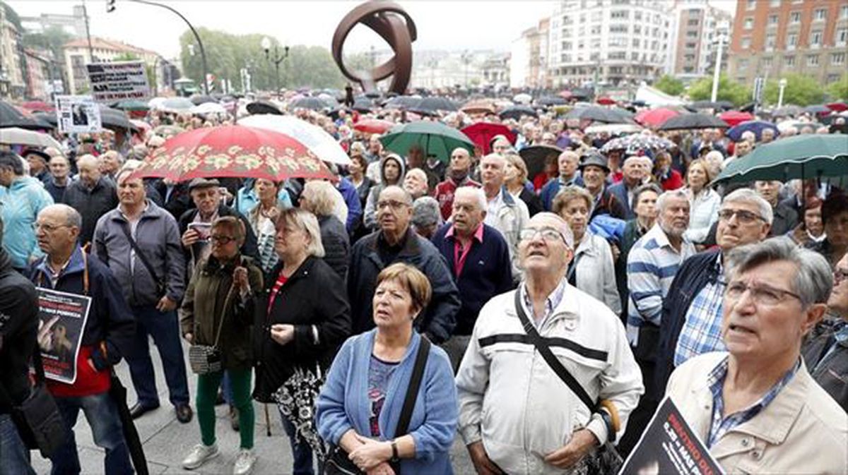 Protesta de los pensionistas en Bilbao. Foto: EFE 