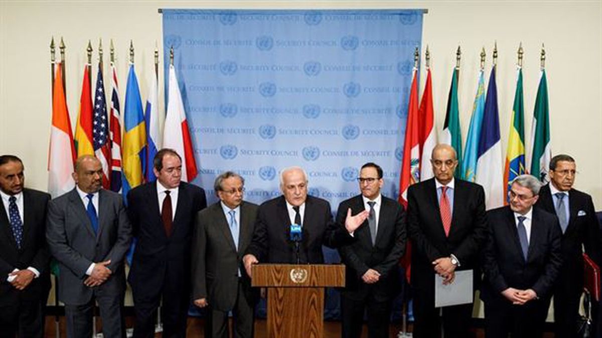 El representante palestino ante la ONU, Riyad Mansur. Foto: EFE