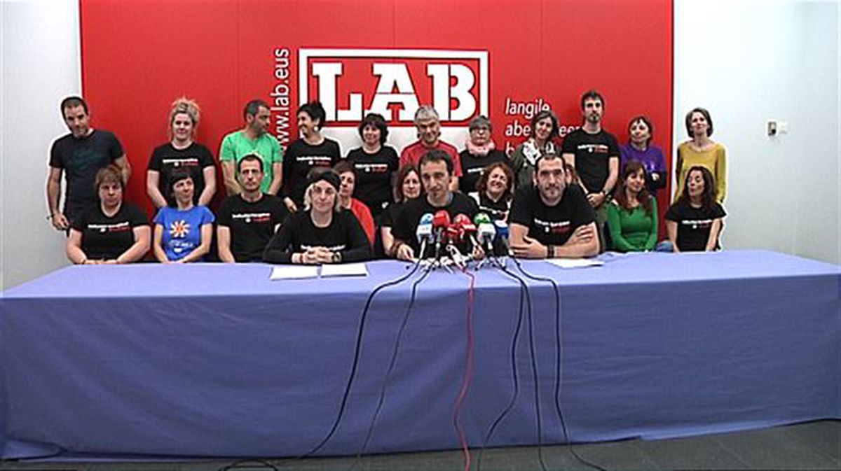 Rueda de prensa de LAB en Bilbao. Imagen: EiTB