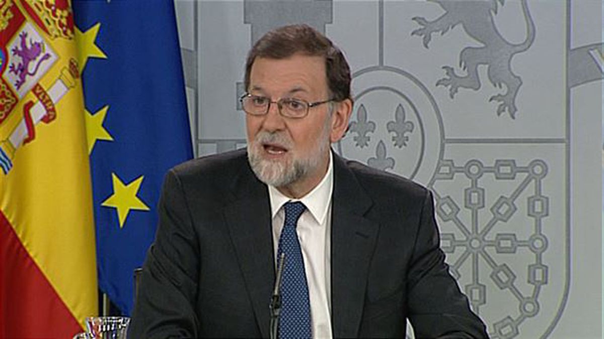 Mariano Rajoy en la comparecencia de este mediodía. EFE.
