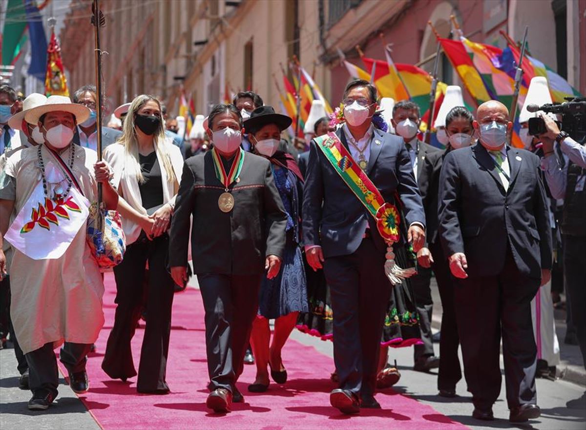 Ceremonia de investidura del presidente de Bolivia, Luis Arce, en La Paz. Foto: EFE