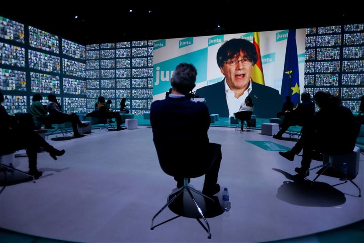 Puigdemont, en una comparecencia telemática. Foto: Efe