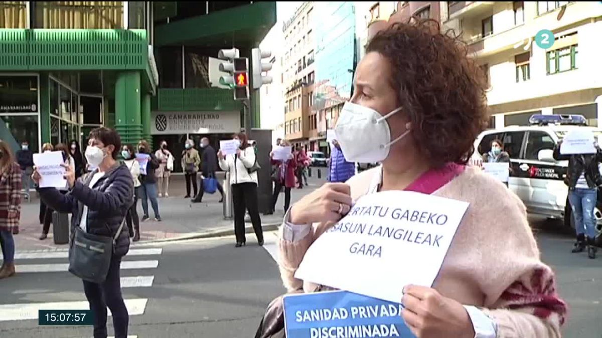 Protesta en Bilbao. Imagen obtenida de un vídeo de ETB.