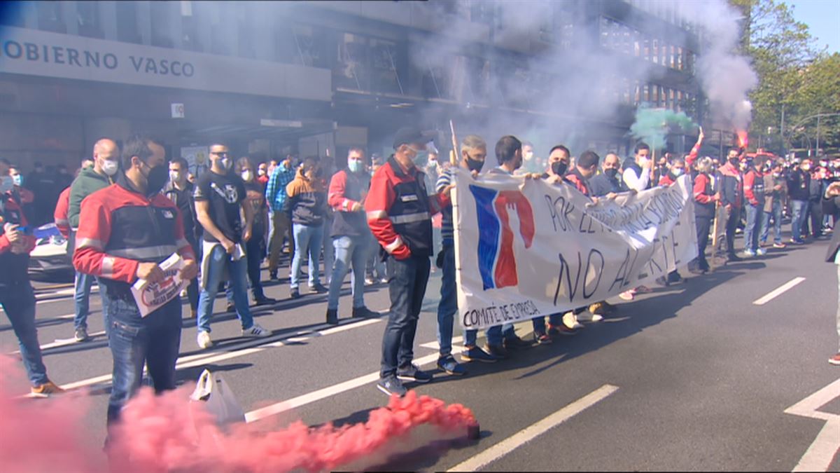 Una protesta de los trabajadores de Petronor.